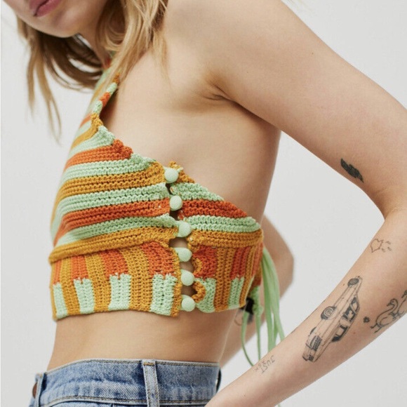 NWT UO Seraphina Striped High Neck Knit Top - Medium - Picture 2 of 13